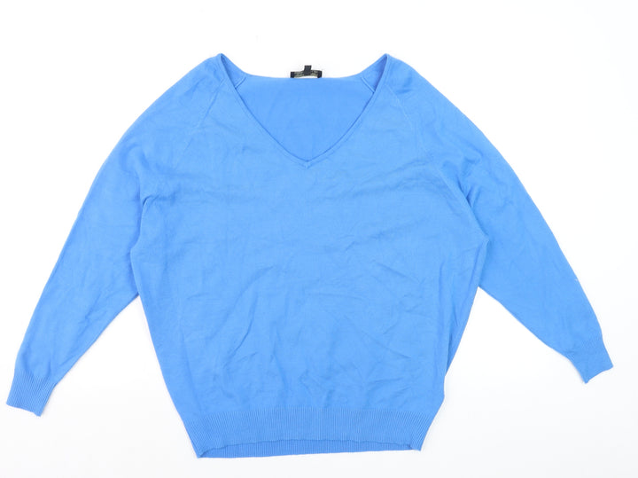 Phase Eight Women’s Blue V-Neck Long Sleeve Jumper Size M