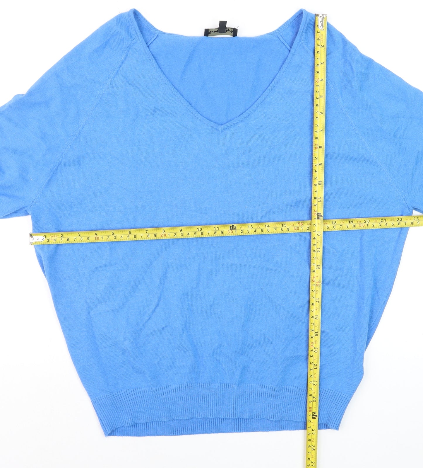 Phase Eight Women’s Blue V-Neck Long Sleeve Jumper Size M
