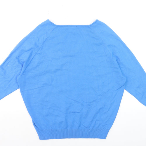 Phase Eight Women’s Blue V-Neck Long Sleeve Jumper Size M