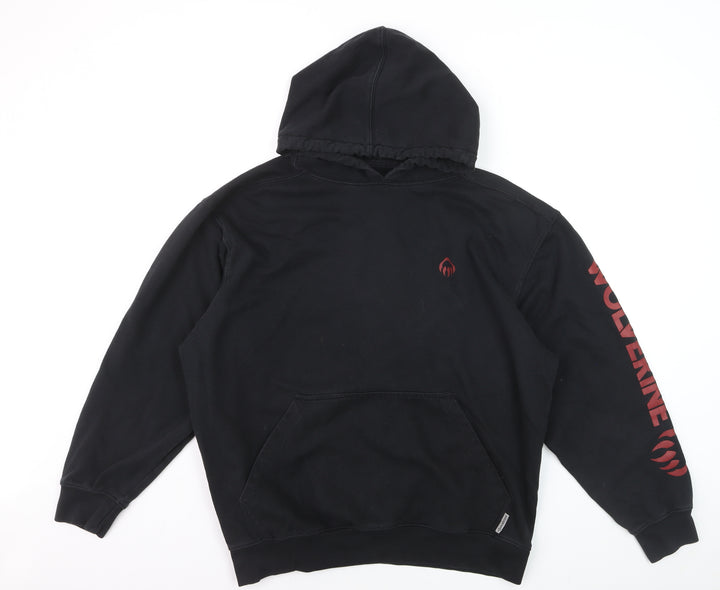 Wolverine Men's Black Logo Pullover Hoodie Size L Fleece