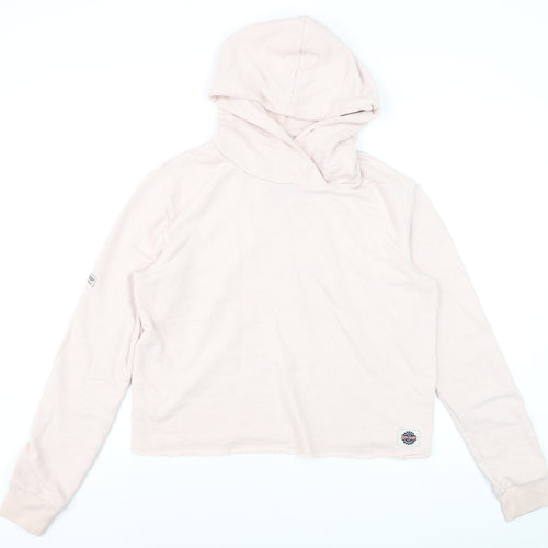 Superdry Women’s Pink Pullover Hoodie L Relaxed Fit Cotton Blend