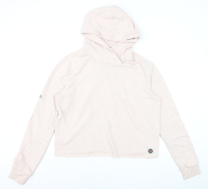 Superdry Women’s Pink Pullover Hoodie L Relaxed Fit Cotton Blend