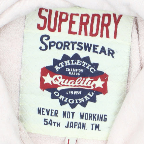 Superdry Women’s Pink Pullover Hoodie L Relaxed Fit Cotton Blend