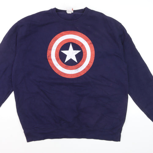 Marvel Men’s Blue Captain America Logo XL Long Sleeve T-Shirt