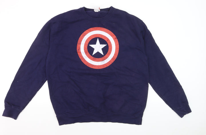 Marvel Men’s Blue Captain America Logo XL Long Sleeve T-Shirt