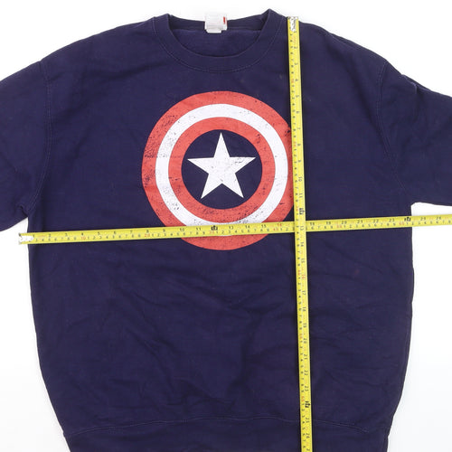 Marvel Men’s Blue Captain America Logo XL Long Sleeve T-Shirt