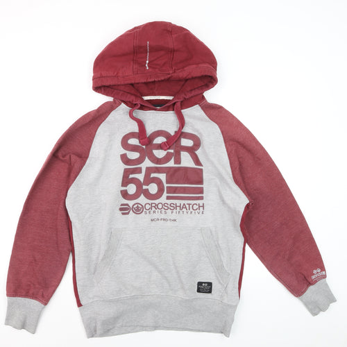 Crosshatch Men's Red Grey Pullover Hoodie Size M Logo Graphic