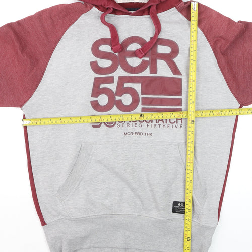 Crosshatch Men's Red Grey Pullover Hoodie Size M Logo Graphic