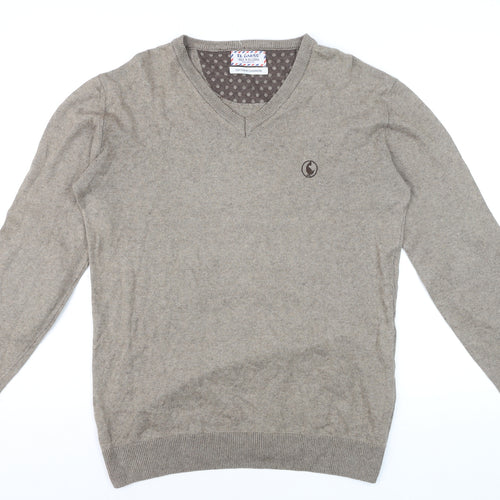 El Ganso Men’s Beige Cotton Cashmere V-Neck Jumper L