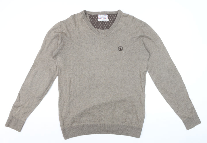 El Ganso Men’s Beige Cotton Cashmere V-Neck Jumper L