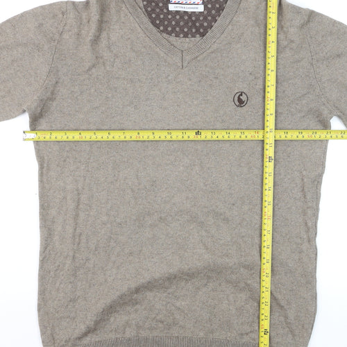El Ganso Men’s Beige Cotton Cashmere V-Neck Jumper L