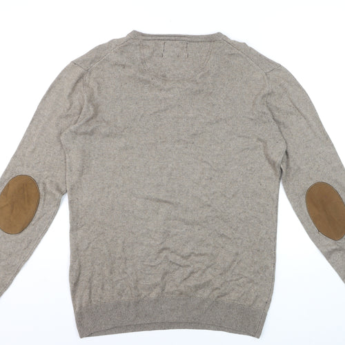 El Ganso Men’s Beige Cotton Cashmere V-Neck Jumper L