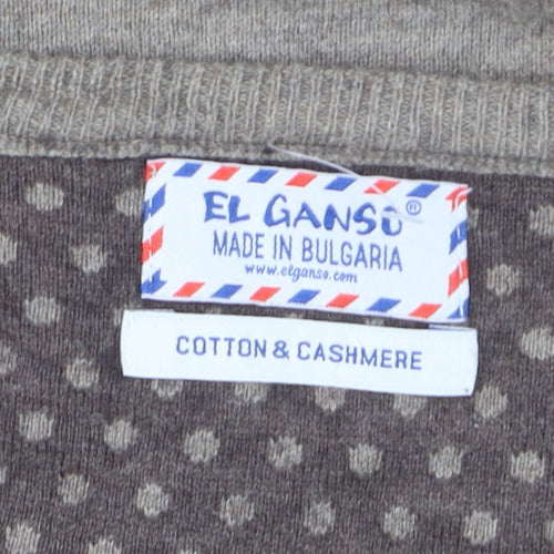 El Ganso Men’s Beige Cotton Cashmere V-Neck Jumper L