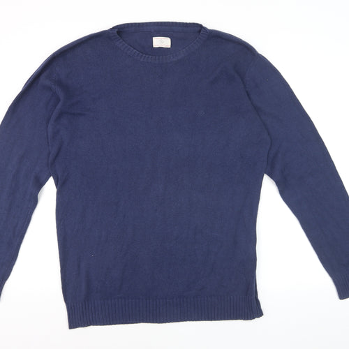 GANT Men Blue Cotton Crew Neck Pullover Jumper Size M
