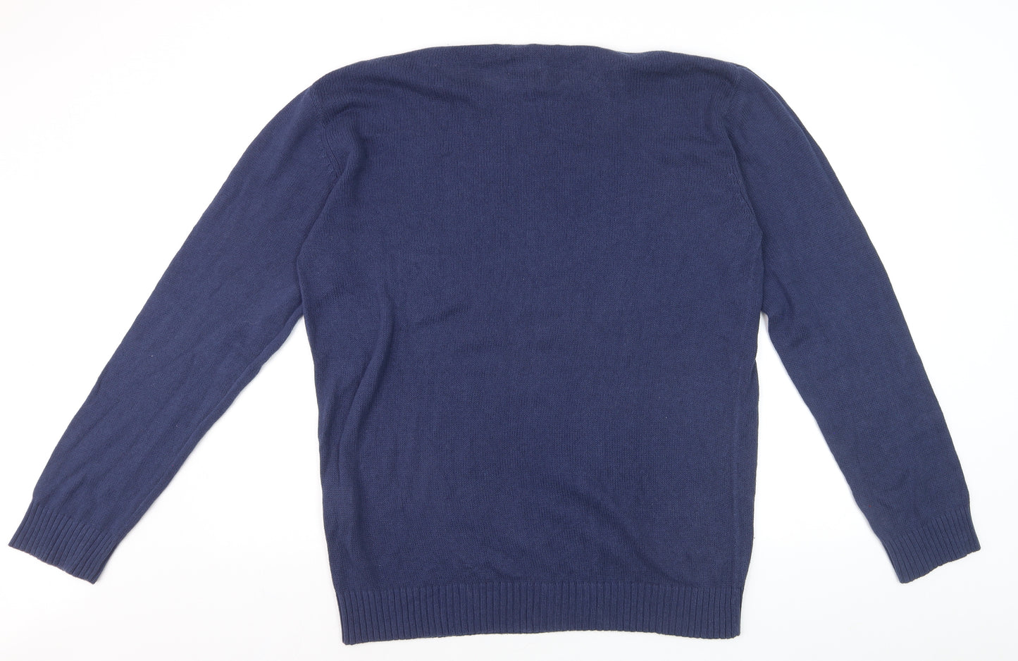 GANT Men Blue Cotton Crew Neck Pullover Jumper Size M