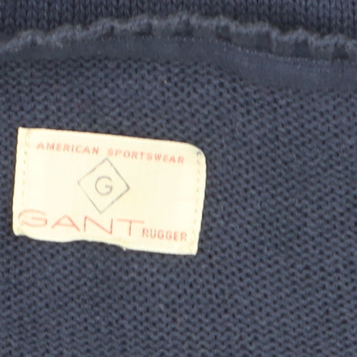 GANT Men Blue Cotton Crew Neck Pullover Jumper Size M