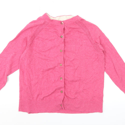 White Stuff Women Pink Cardigan UK 12 Cotton Button Long Sleeve Knit