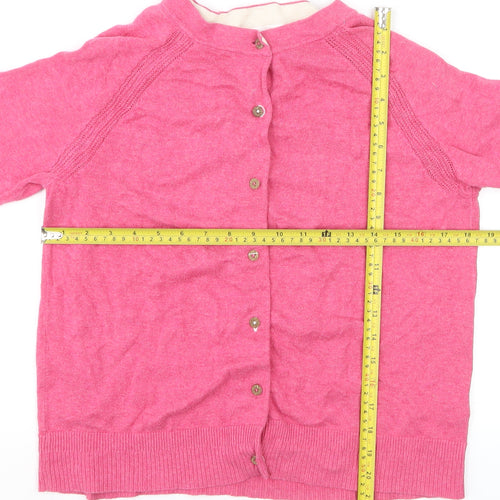 White Stuff Women Pink Cardigan UK 12 Cotton Button Long Sleeve Knit