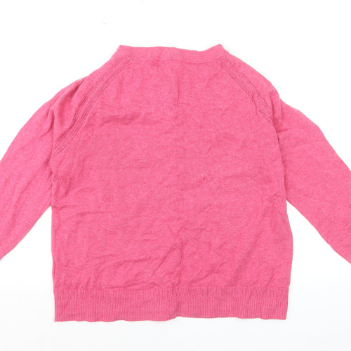 White Stuff Women Pink Cardigan UK 12 Cotton Button Long Sleeve Knit