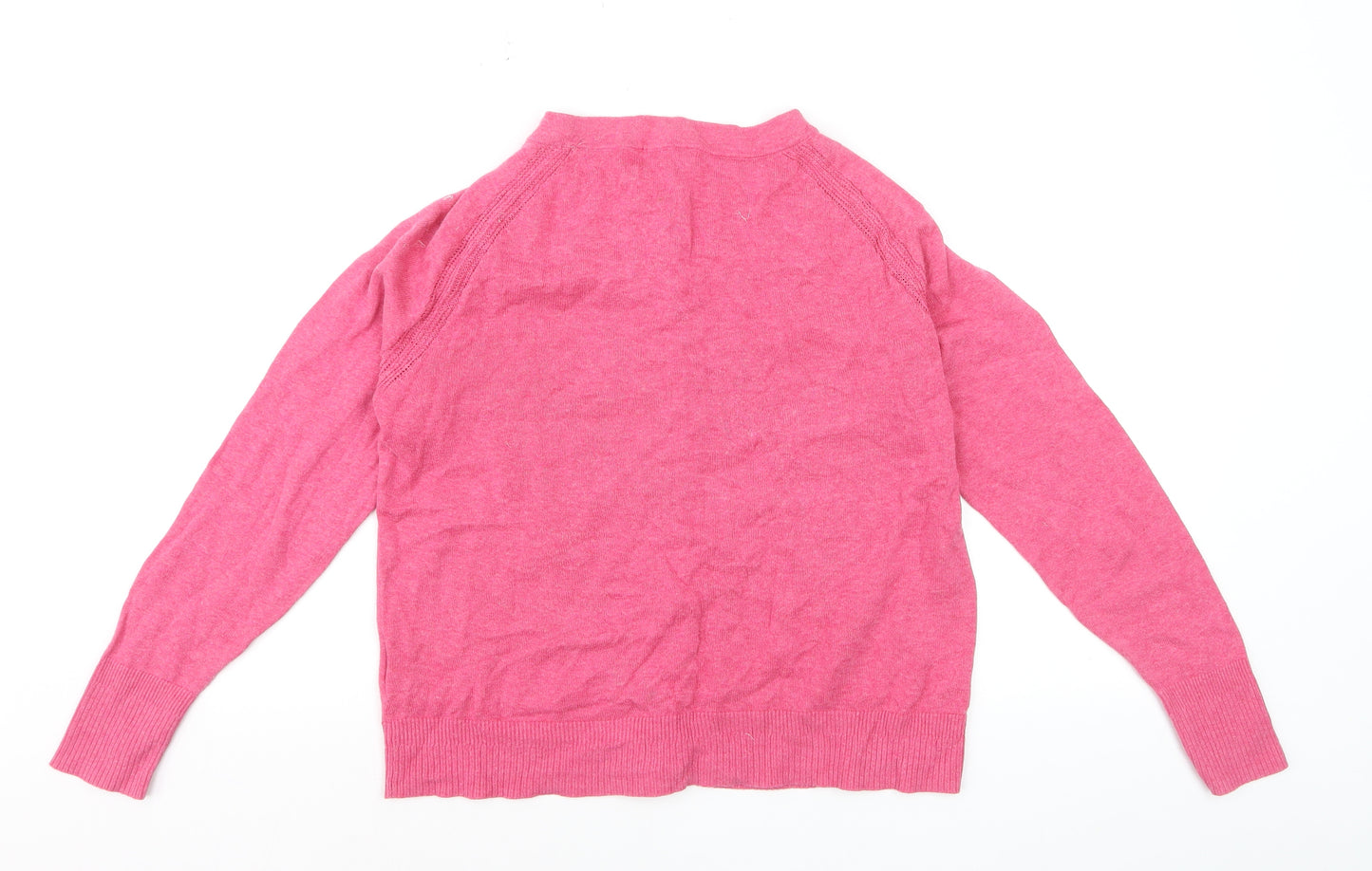 White Stuff Women Pink Cardigan UK 12 Cotton Button Long Sleeve Knit