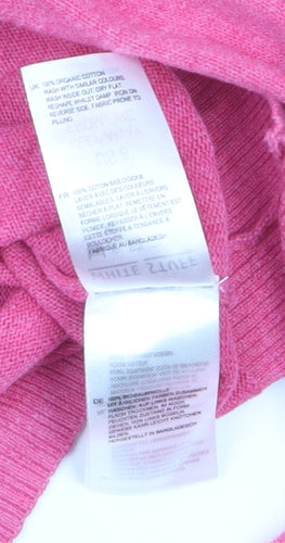 White Stuff Women Pink Cardigan UK 12 Cotton Button Long Sleeve Knit