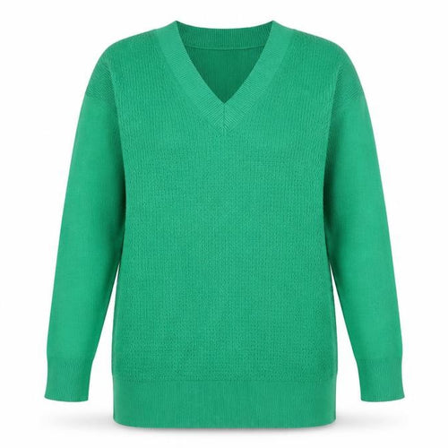 Marks and Spencer Women's Green V-Neck Long Sleeve Knit Jumper Size M