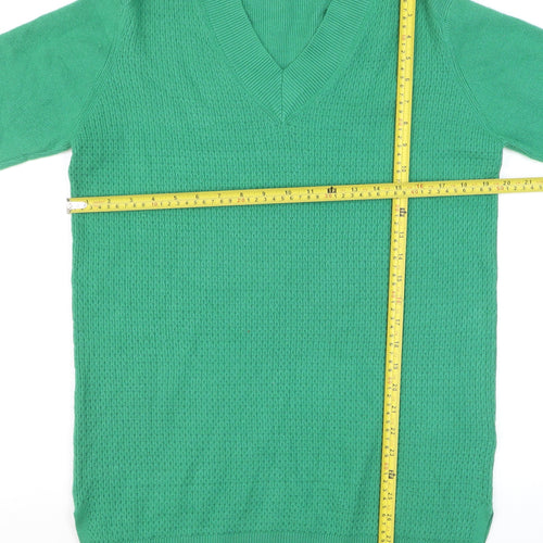 Marks and Spencer Women's Green V-Neck Long Sleeve Knit Jumper Size M
