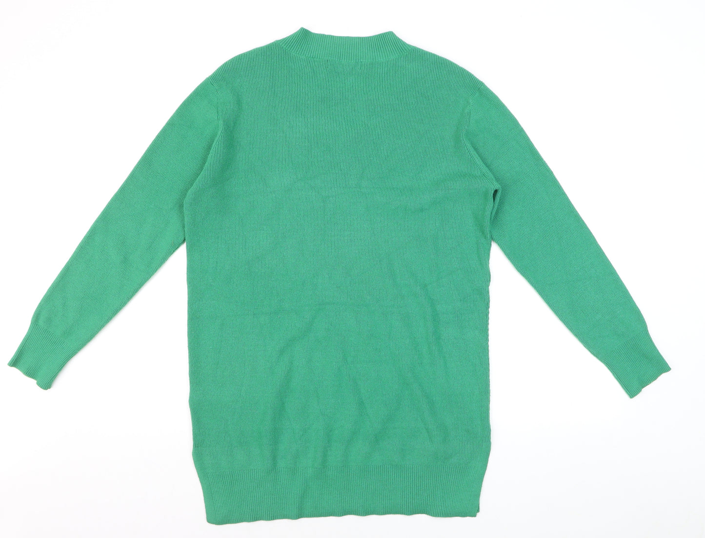 Marks and Spencer Women's Green V-Neck Long Sleeve Knit Jumper Size M