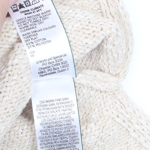 Marks and Spencer Women Beige Knit V-Neck Sleeveless Vest M