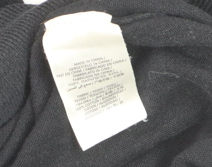 GANT Men's Black Cotton V-Neck Jumper Size L Classic Knitwear
