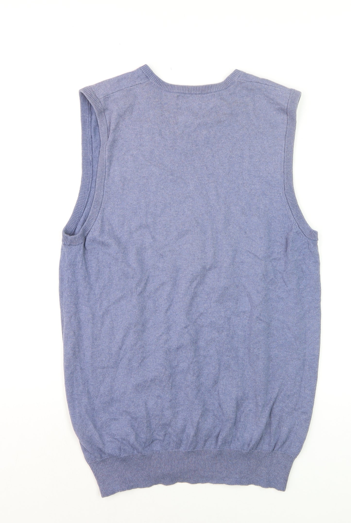 Marks and Spencer Men’s Blue Cotton Cashmere V-Neck Vest S