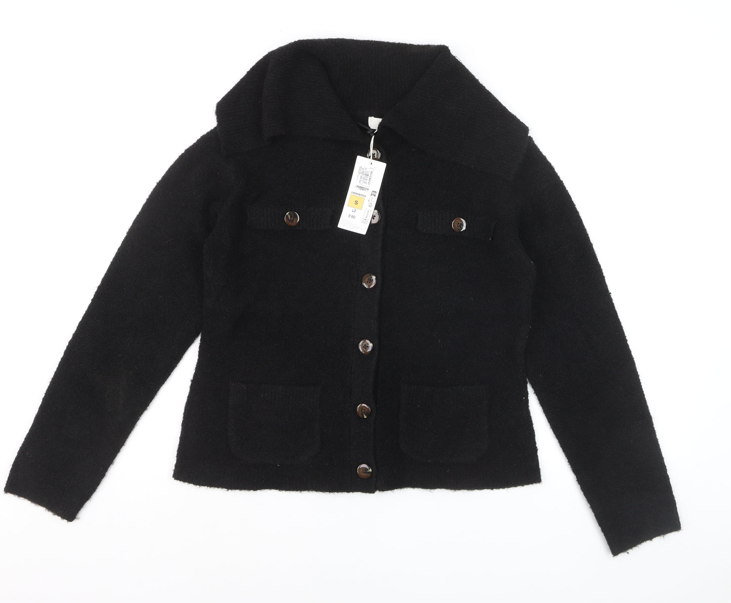 Marks and Spencer Women’s Black Collared Button Knit Cardigan Size S