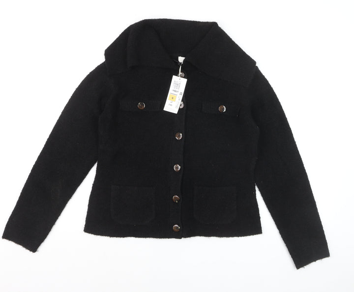 Marks and Spencer Women’s Black Collared Button Knit Cardigan Size S