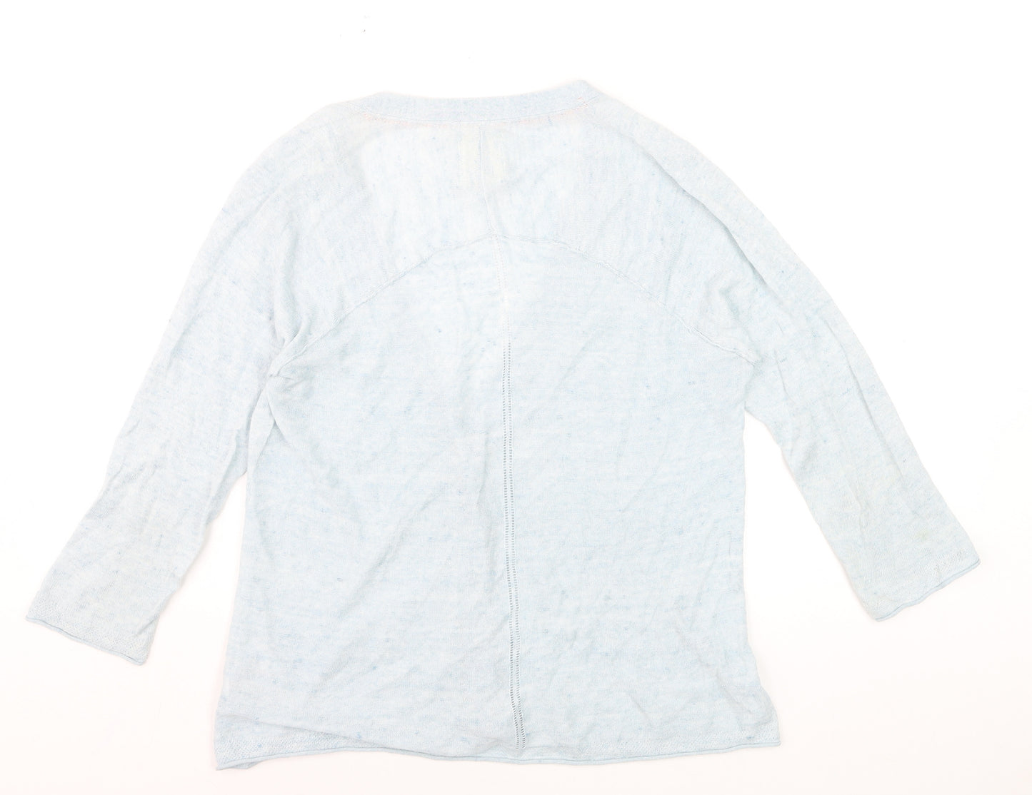 White Stuff Women Blue Linen Cotton Button Cardigan UK 14