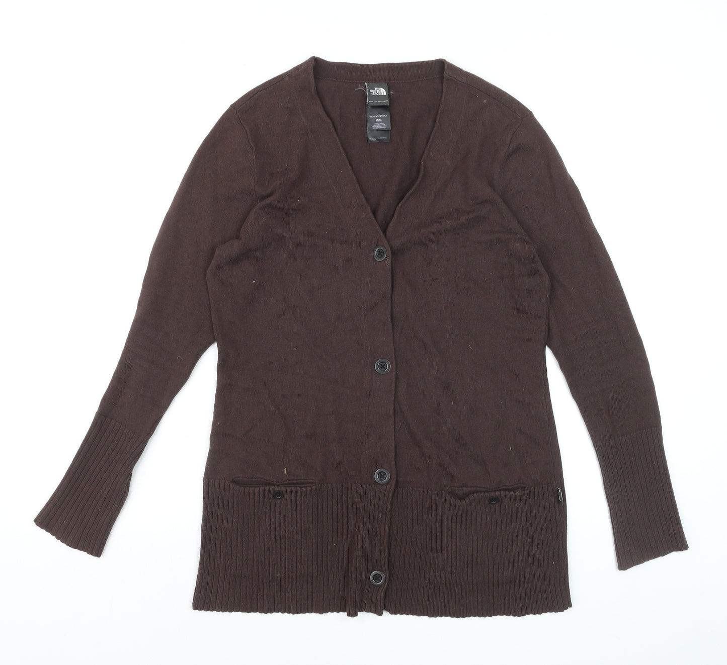 The North Face Womens Brown Cardigan Jumper Medium Wool Blend