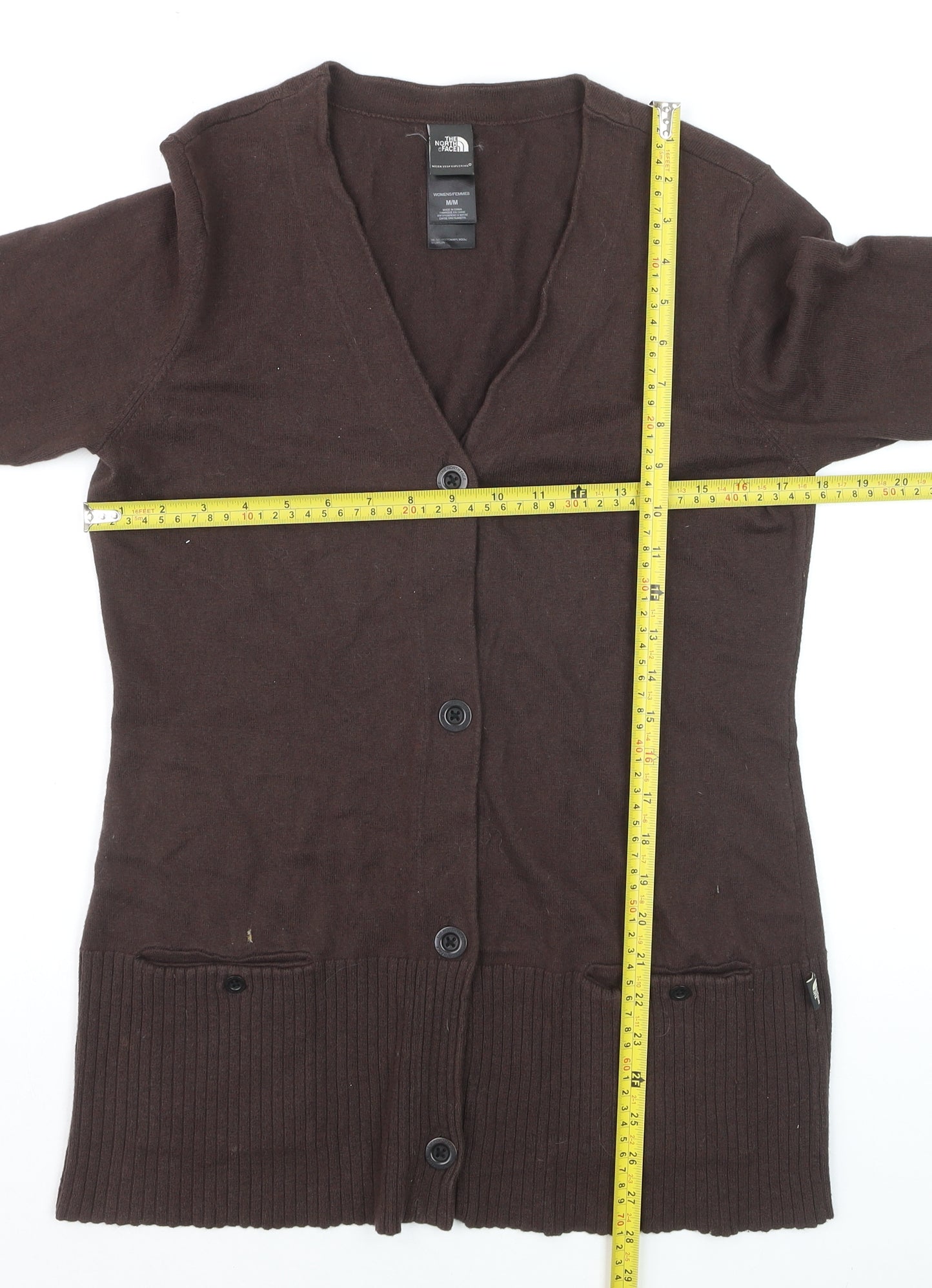 The North Face Womens Brown Cardigan Jumper Medium Wool Blend