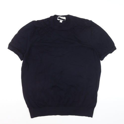 Marks and Spencer Women Blue XL Merino Wool Short Sleeve Pullover Jumper