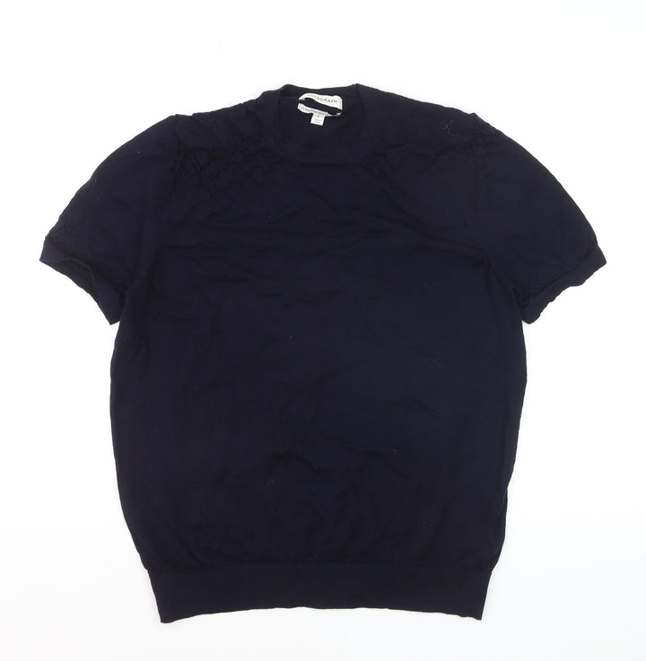 Marks and Spencer Women Blue XL Merino Wool Short Sleeve Pullover Jumper