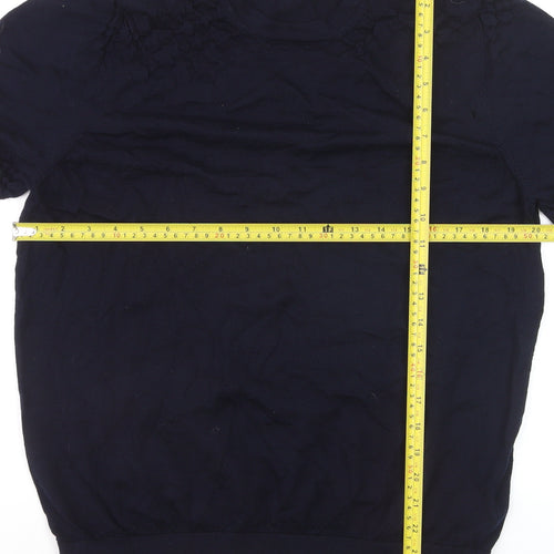 Marks and Spencer Women Blue XL Merino Wool Short Sleeve Pullover Jumper