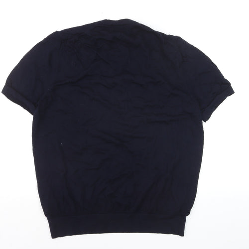 Marks and Spencer Women Blue XL Merino Wool Short Sleeve Pullover Jumper