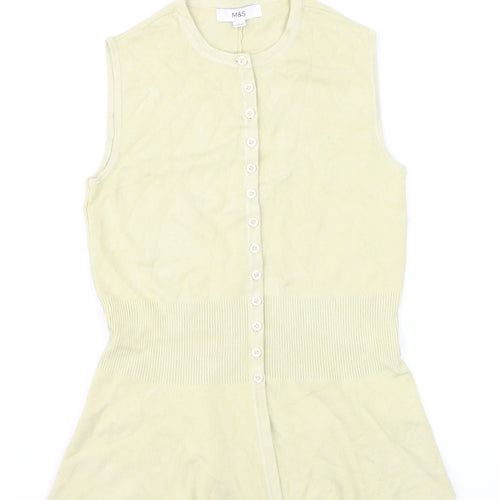 Marks and Spencer Womens Beige Sleeveless Knit Cardigan Size S