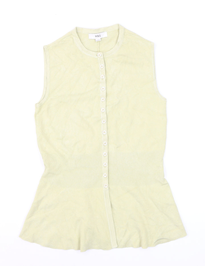 Marks and Spencer Womens Beige Sleeveless Knit Cardigan Size S