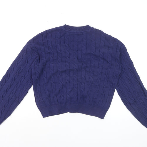 U.S. Polo Assn Girls Navy Blue Cable Knit Cardigan 14-15 Years Button Wool Blend