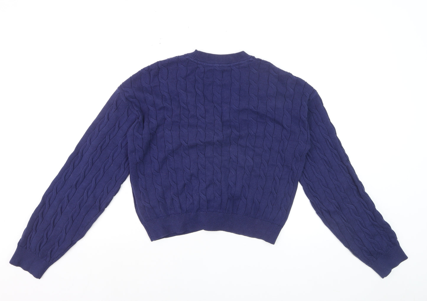 U.S. Polo Assn Girls Navy Blue Cable Knit Cardigan 14-15 Years Button Wool Blend
