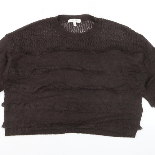 Marks and Spencer Per Una Women Brown L Knit Mohair Blend Jumper