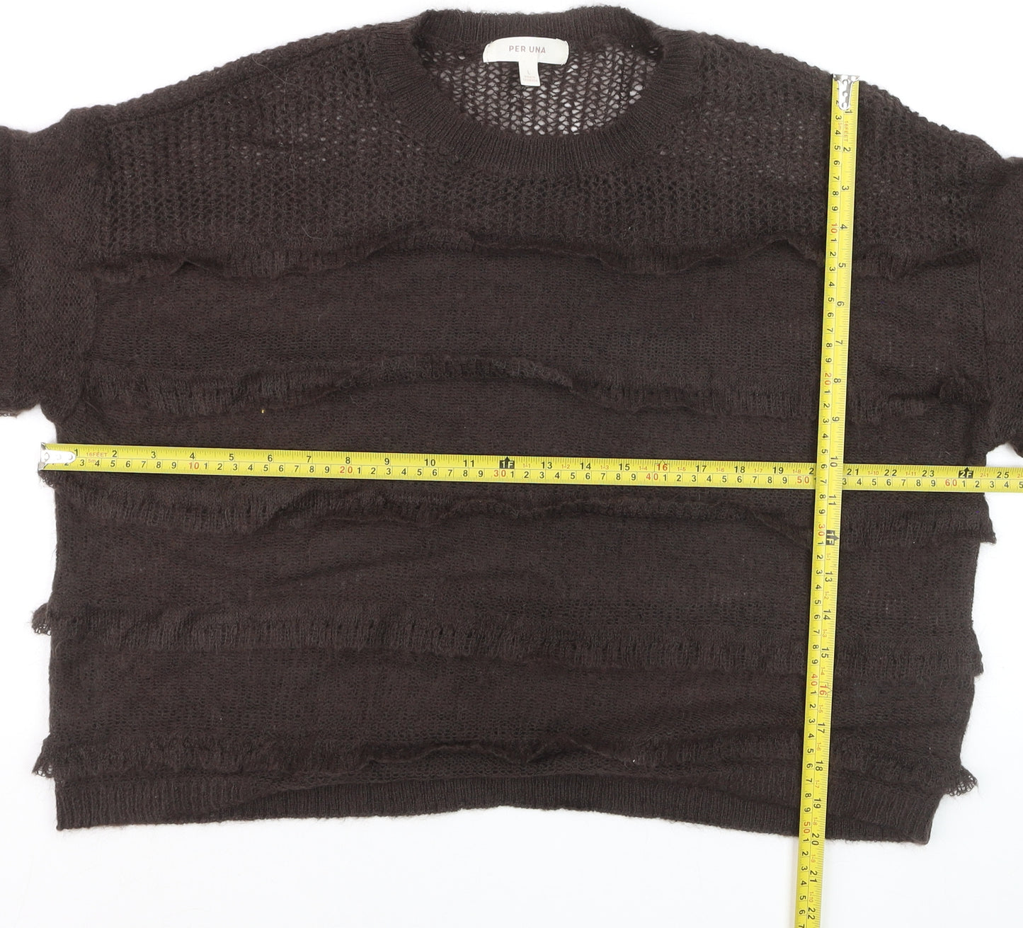 Marks and Spencer Per Una Women Brown L Knit Mohair Blend Jumper