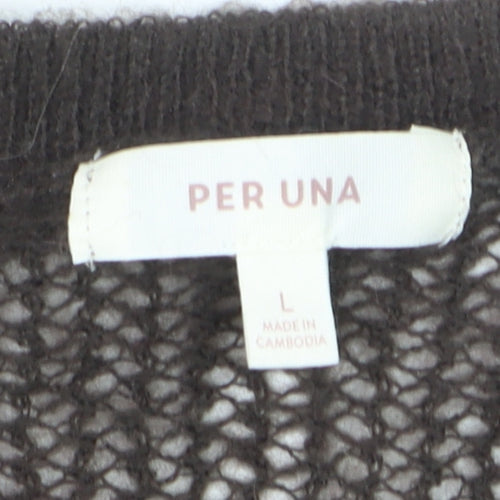 Marks and Spencer Per Una Women Brown L Knit Mohair Blend Jumper