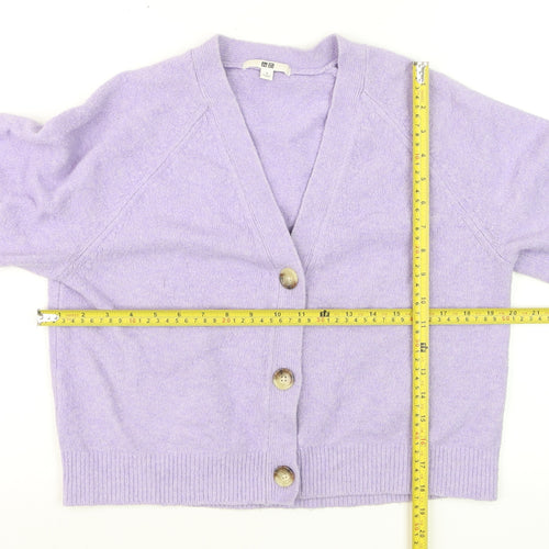 Uniqlo Women’s Purple V-Neck Cardigan S Wool Blend Knit Jumper