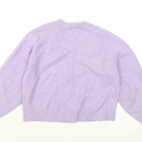 Uniqlo Women’s Purple V-Neck Cardigan S Wool Blend Knit Jumper