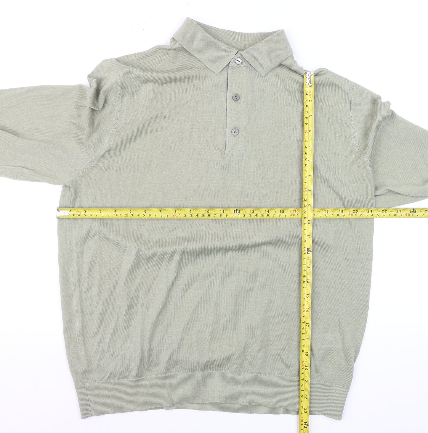 Marks and Spencer Autograph Men's Green Merino Wool L Collared Henley Jumper